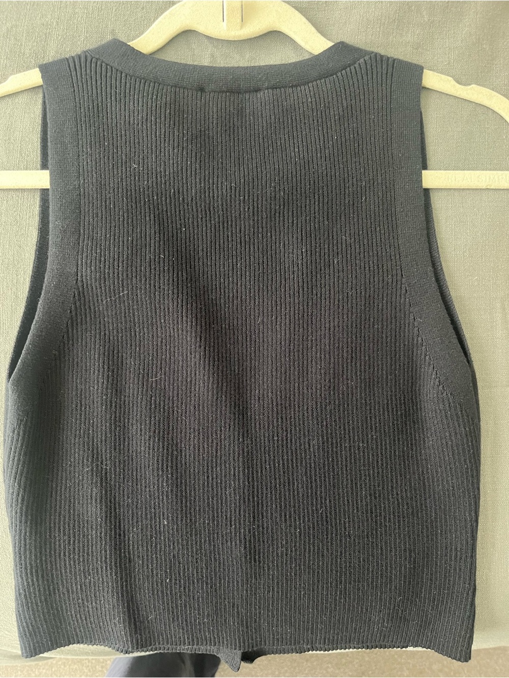 Reformation Black Ribbed V-Neck Button Tank - Picture 6 of 6